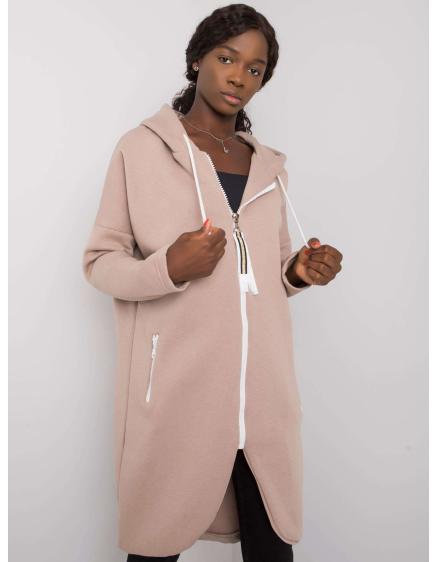 Női kapucnis pulóver STUNNING sötét bézs színű