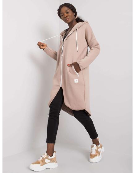 Női kapucnis pulóver STUNNING sötét bézs színű