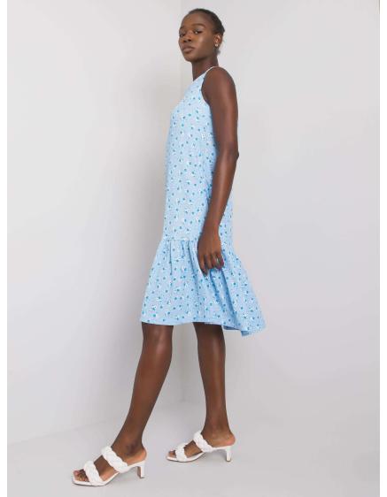 Dámské šaty s volánem květinové Joice RUE PARIS modré 