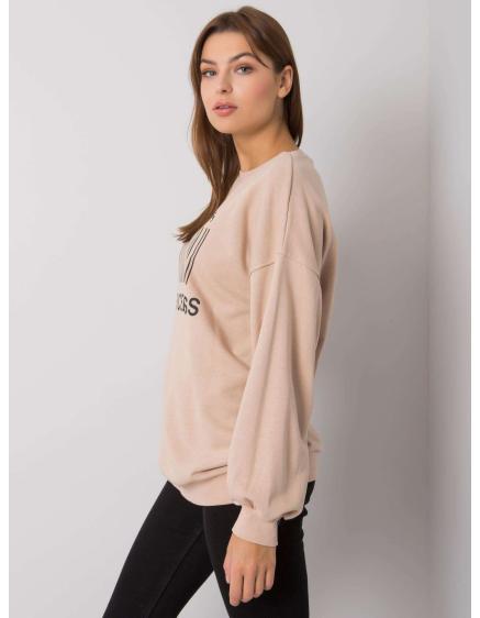 Női kapucnis pulóver BASILE bézs színű nyomtatással