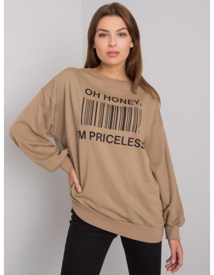 Női pulóver BASILE nyomtatott sötét bézs színben