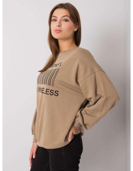 Női pulóver BASILE nyomtatott sötét bézs színben