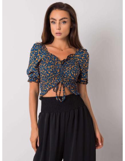 Női blúz fodros Laria RUE PARIS kék