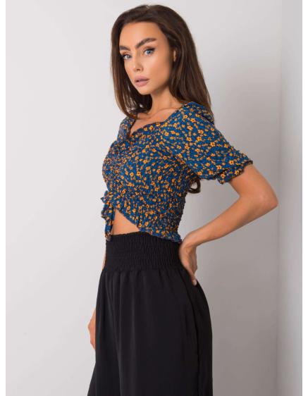 Női blúz fodros Laria RUE PARIS kék