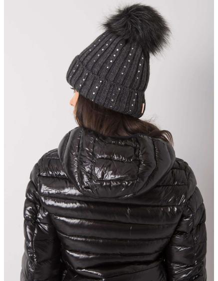 Dámska čiapka s aplikáciou tmavosivá