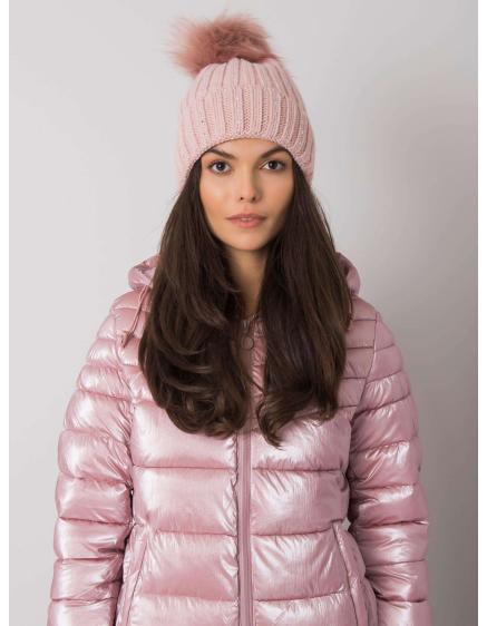 Dámska zimná čiapka s aplikáciou svetloružová