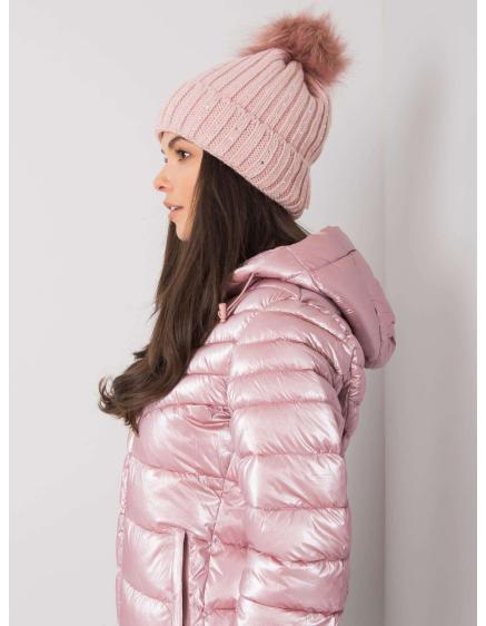 Dámska zimná čiapka s aplikáciou svetloružová