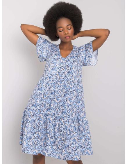 Női fodros ruha Genevieve RUE PARIS kék
