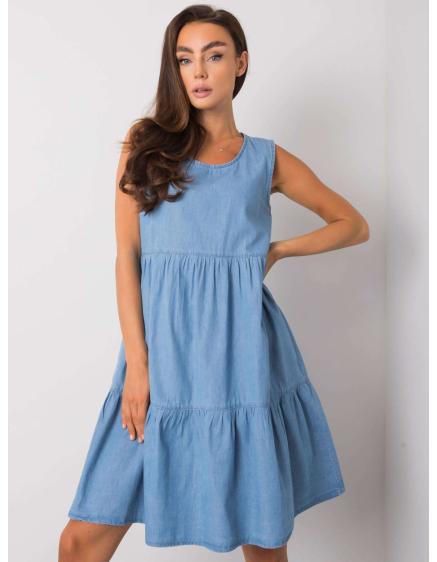 Dámské šaty s volánem Delfine RUE PARIS modré 