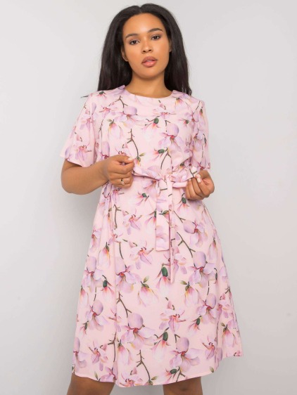 Dámske vzorované šaty CELENE plus size pink