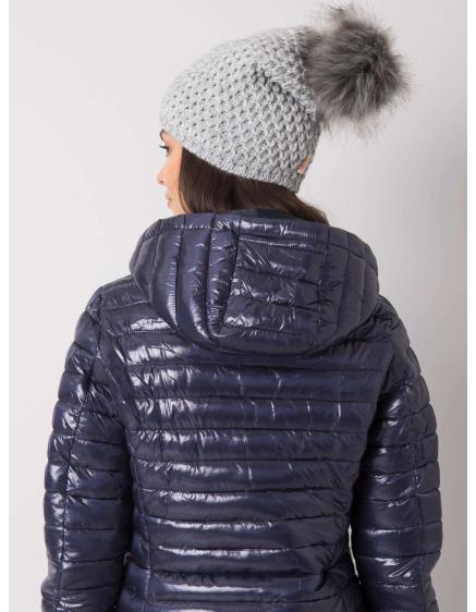 Dámská čepice s bambulí šedá 