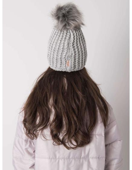 Dámská čepice s bambulí zimní šedá 