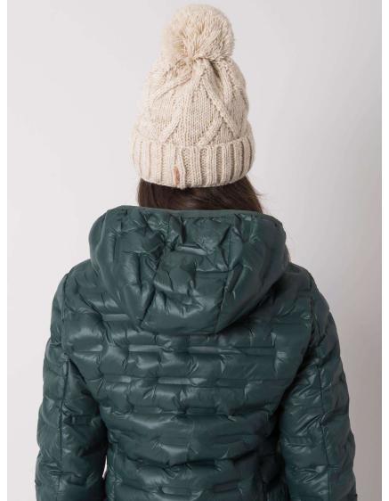 Dámská čepice s bambulí zimní béžová 