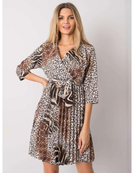 Dámské šaty vzorované DAFIYA béžovo-černé 