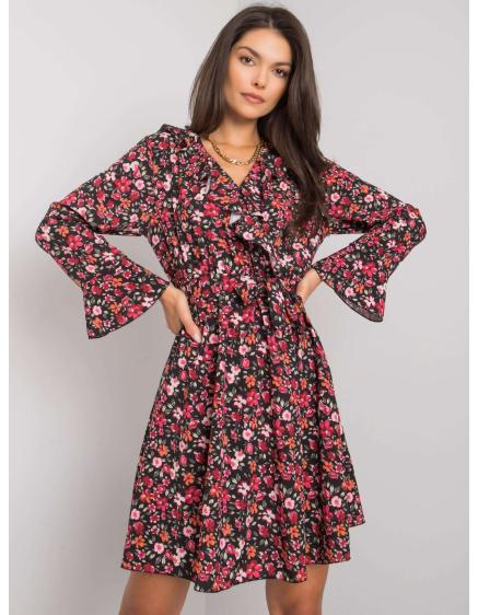 Női virágos ruha GRACELYNN fekete-piros