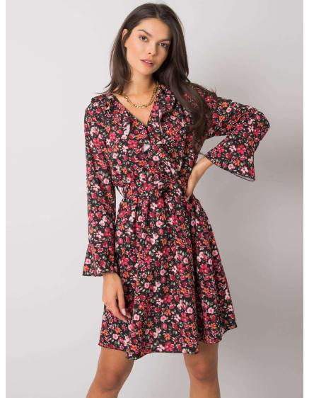 Női virágos ruha GRACELYNN fekete-piros