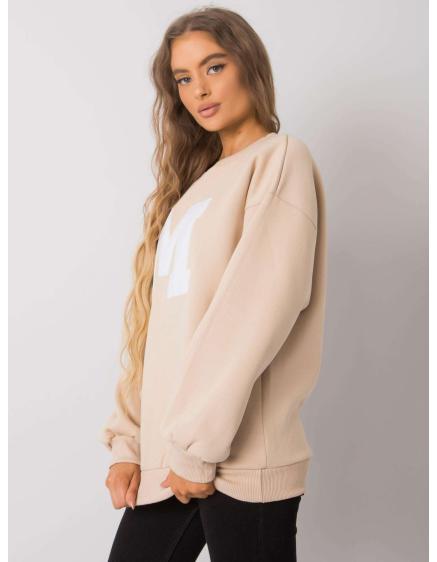 Női pamut pulóver ARMELLE világos bézs