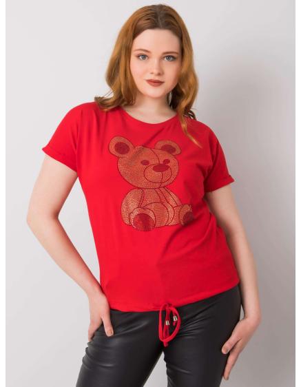 Dámska plus size blúzka s kamienkami LUCE červená
