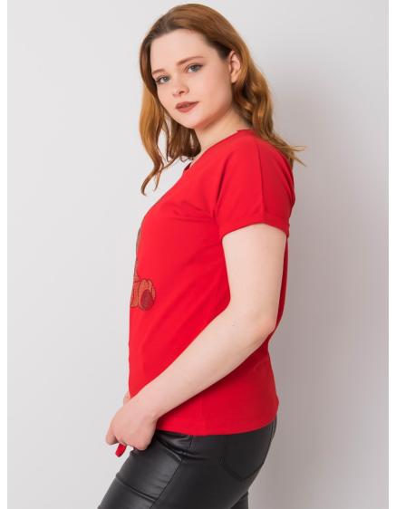 Dámska plus size blúzka s kamienkami LUCE červená