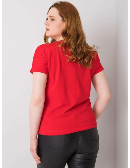 Dámska plus size blúzka s kamienkami LUCE červená