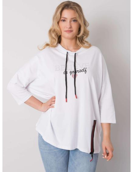 Női plus size blúz strasszkövekkel PHILOMENA fehér