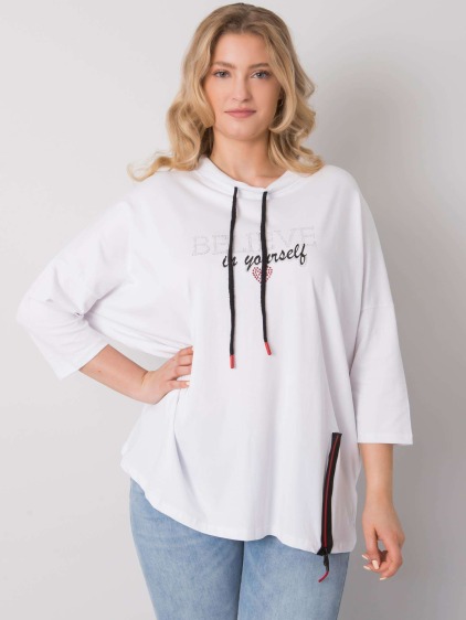 Női plus size blúz strasszkövekkel PHILOMENA fehér