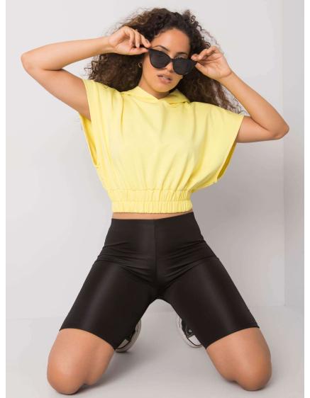 Női rövid ujjú kapucnis pulóver JENEEN sárga