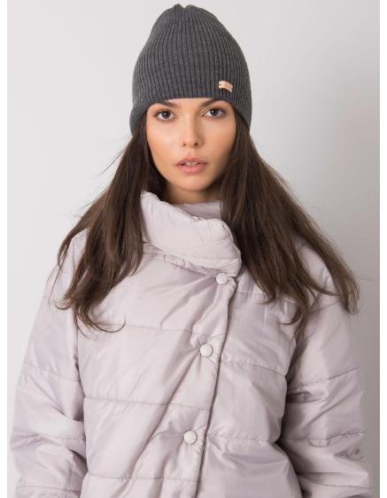 Női téli pomponos sapka sötétszürke