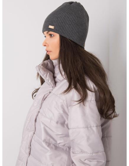 Női téli pomponos sapka sötétszürke