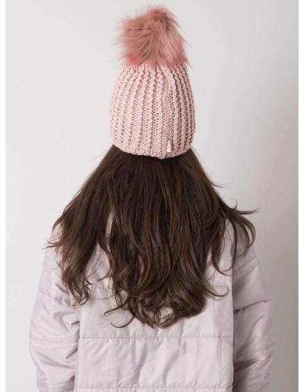 Dámská čepice s bambulí zimní světle růžová 