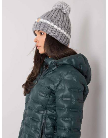 Női sapka pomponnal IKA szürke