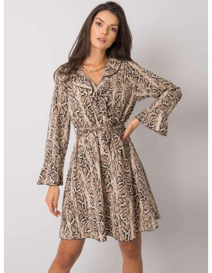 Dámské šaty s dlouhým rukávem AMIYA béžovo-černé 