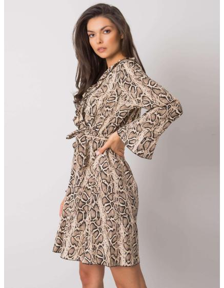 Dámské šaty s dlouhým rukávem AMIYA béžovo-černé 