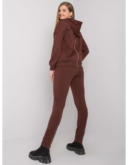 Női szett kapucnis pulóverrel és nadrággal CRISTINE sötétbarna