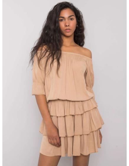 Dámske šaty s volánmi Malia OCH BELLA hnedé