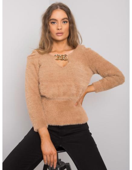 Női kivágott pulóver Leandre RUE PARIS barna