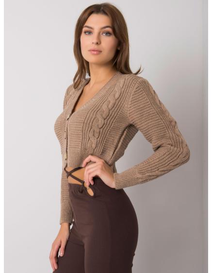 Női kardigán Aristide RUE PARIS sötét bézs színben