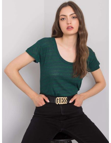 Női csíkos póló Alexa RUE PARIS sötétzöld