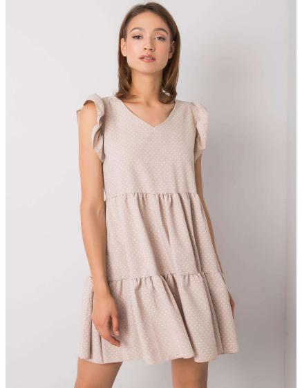 Női csíkos ruha RUE PARIS Aubriella Aubriella bézs színű