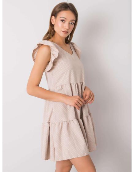 Női csíkos ruha RUE PARIS Aubriella Aubriella bézs színű