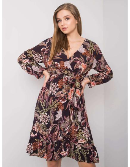 Női V-nyakú ruha Agnes OCH BELLA fekete