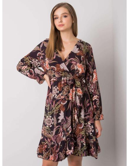 Női V-nyakú ruha Agnes OCH BELLA fekete