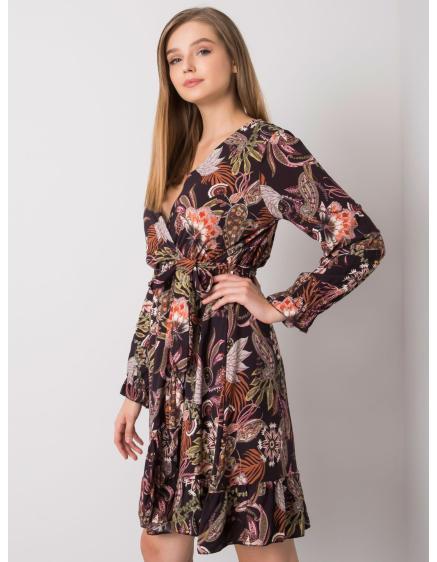 Női V-nyakú ruha Agnes OCH BELLA fekete