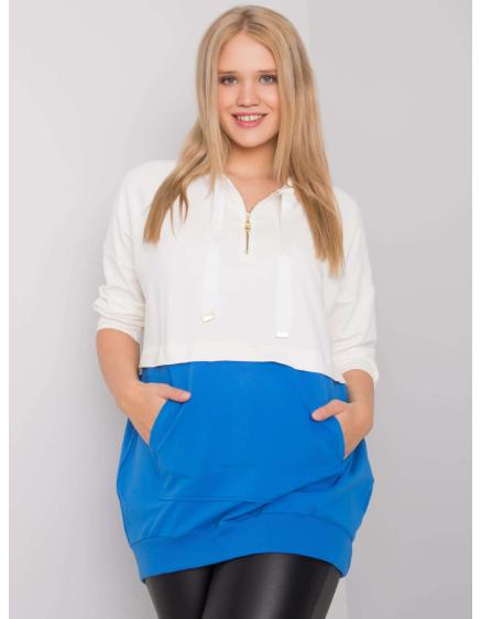 Női plus size pamut tunika PHILOMENE ekrü-sötétkék