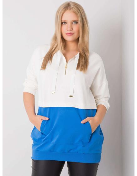 Női plus size pamut tunika PHILOMENE ekrü-sötétkék