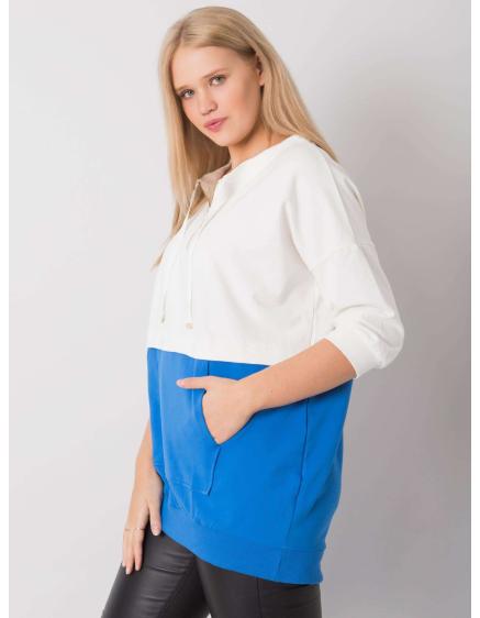 Női plus size pamut tunika PHILOMENE ekrü-sötétkék