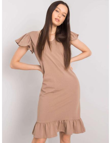 Női fodros ruha CANDANCE sötét bézs színben