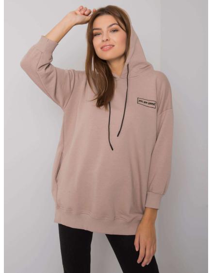 Dámská mikina s kapsami LEORA tmavě béžová 