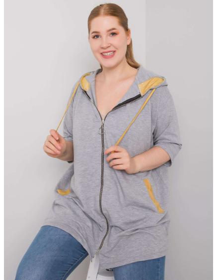 Női plus size cipzáras kapucnis pulóver LOUNES szürke