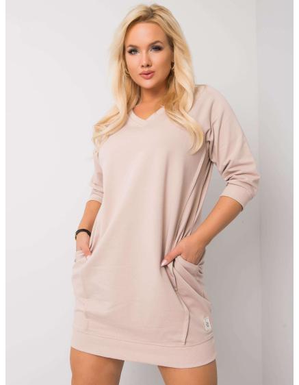 Dámské šaty bavlněné plus size KARISSA světle hnědé  